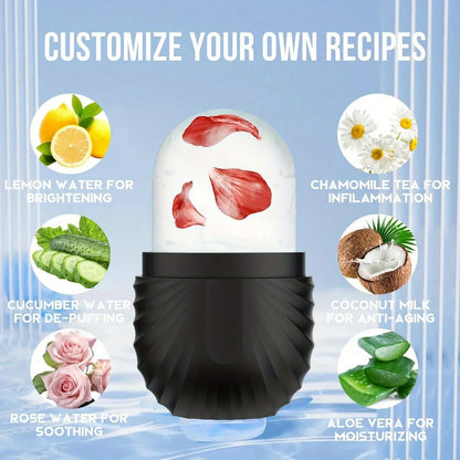 silicone ice face roller tool on marble background